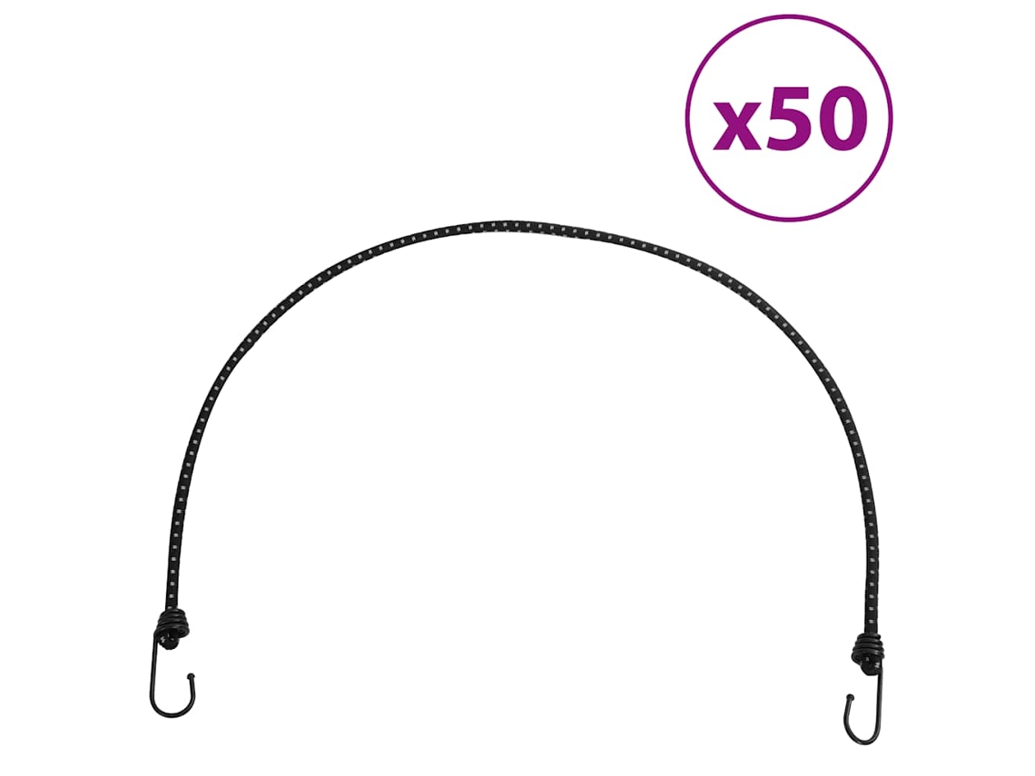 Vidaxl Cordas Elásticas C/ Faixas Refletoras E Ganchos 50 Pcs 100 Cm