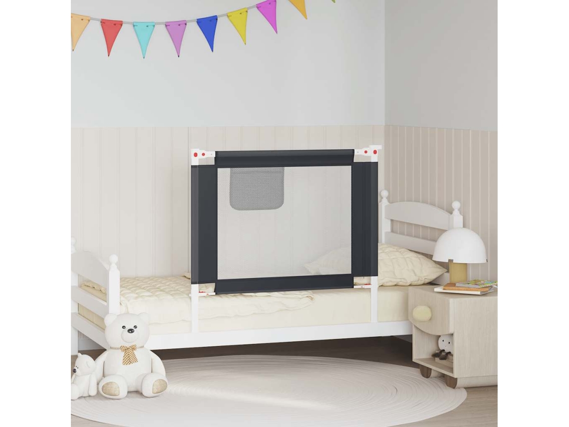Vidaxl Barra Segurança P/ Cama Infantil Tecido 90x25 Cm Cinza-escuro