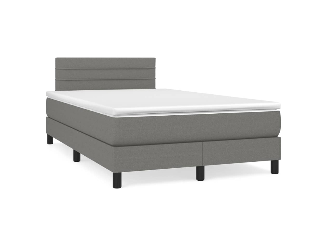 Vidaxl Cama Boxspring Com Colchão 120x190 Cm Tecido Cinzento-escuro