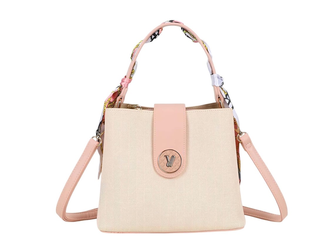 Bolsa De Mão Para Mulher Padrão Chevron Com Alça Decorada Com Um Lenço