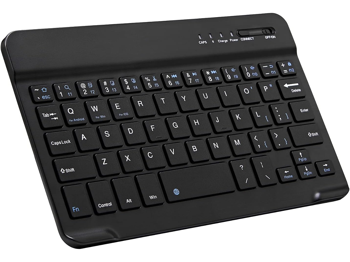 Teclado Bluetooth Ultrafino, Portátil, Mini Teclado Sem Fio Recarregável Para Tablets, Celulares E Smartphones Samsung (preto De 7 Polegadas
