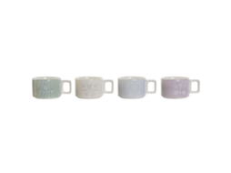 Conjunto de Chávenas de Café DKD HOME DECOR Verde Azul Celeste Lilás Metal Bambu 260 Ml