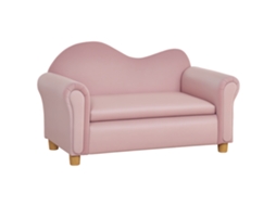 Sofá Infantil. Dois Lugares para Crianças de 3 a 5 Anos. Espaço de Armazenamento. Estrutura de Madeira Natural. 84 X 41,5 X 48,5cm. Rosa Ge