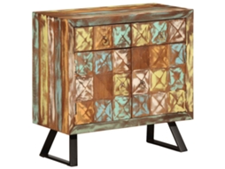 Vidaxl Armário Gavetas 70x35x70 Cm Madeira Recuperada Maciça Multicor