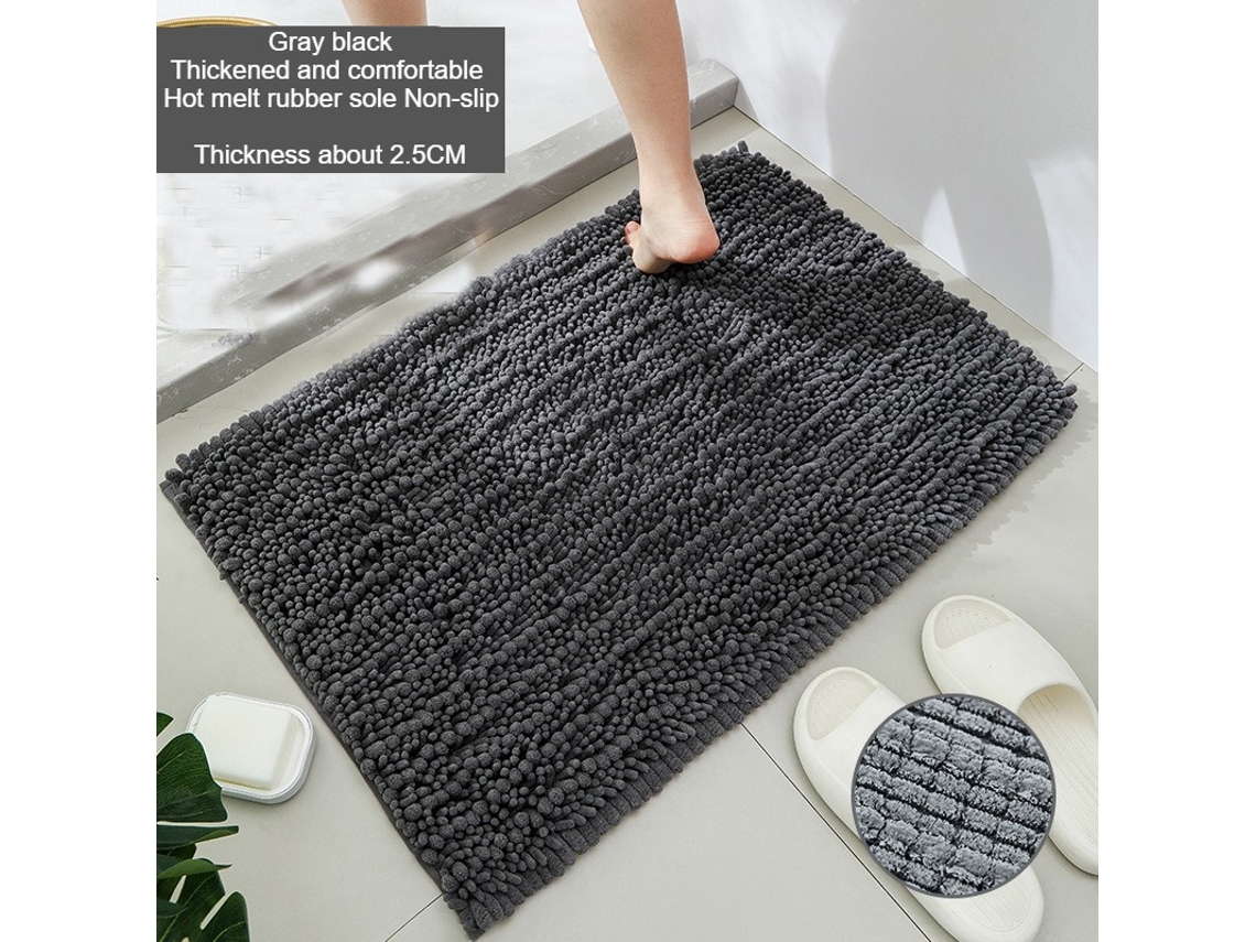 Tapetes de Banho Antiderrapantes Absorventes de Secagem Rápida para Decoração de Banheiro -51X81Cm Cinza Preto EVELTEK Standard size