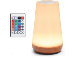 Luminária Noturna de Led Sensível Ao Toque para Mesa Cabeceira, com Controle Remoto e Intensidade Ajustável, Além de Mudança Cor Rgb BRILVIBERA