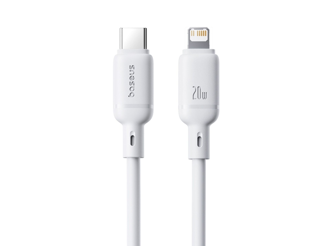 Cabo Baseus Silky Series Usb C Lightning Pd 20w 1m Branco