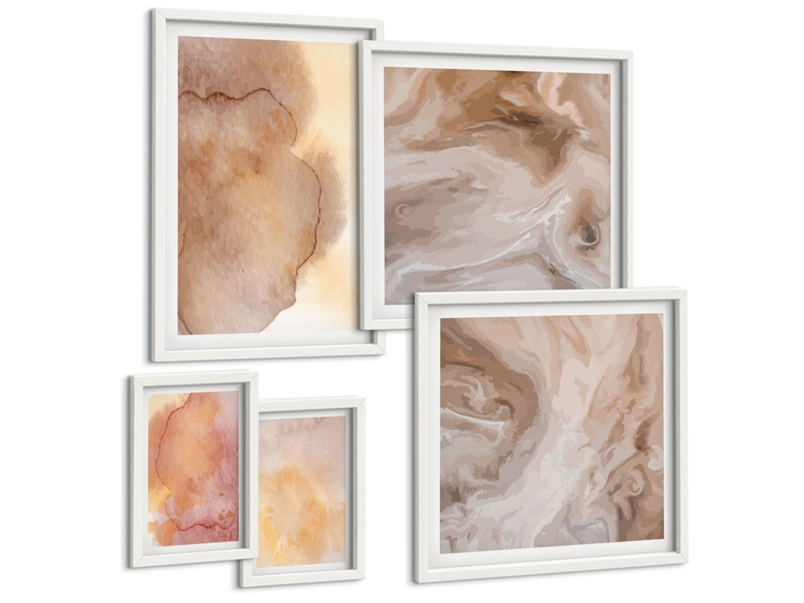 Conjunto De Pinturas Aquarelas Quentes Texturas Coloridas Espelharte (5 Peças)