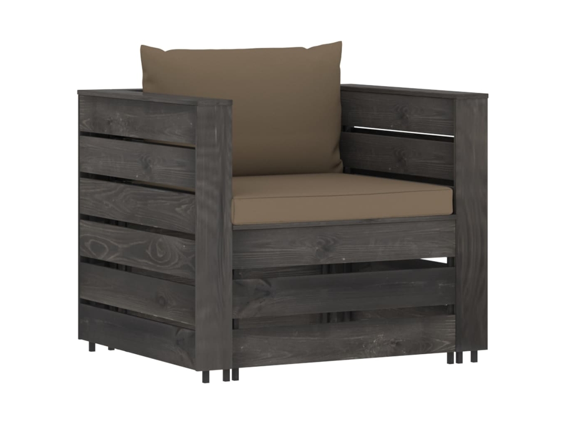 Maison Exclusive - 2 Pcs Conj. Lounge Jardim + Almofadões Madeira Impreg. Cinzento