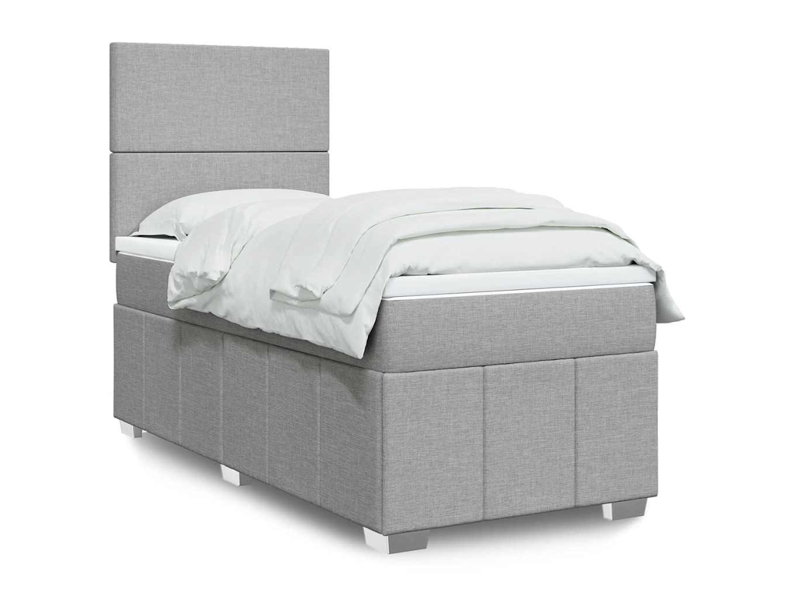 Vidaxl Cama Com Molas/colchão 80x200 Cm Tecido Cinza-claro