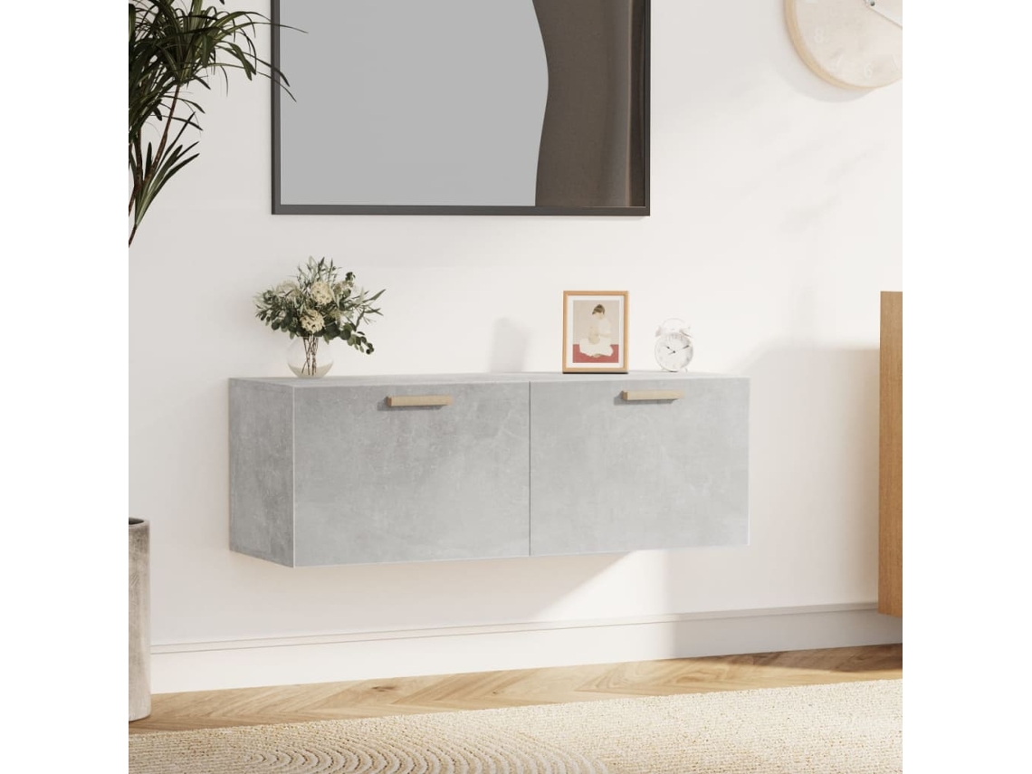 Vidaxl Armário Parede 100x36,5x35 Cm Derivados Madeira Cinza Cimento