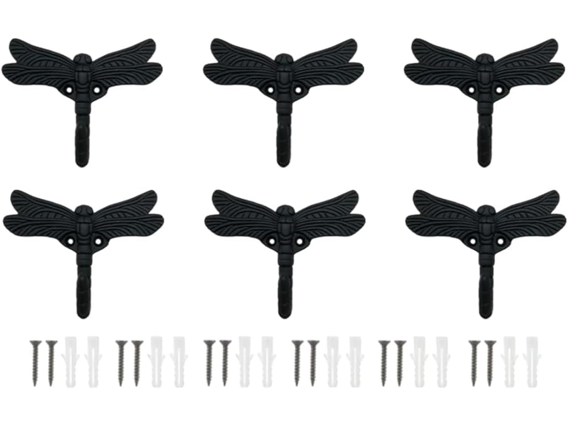 Conjunto De 6 Ganchos Decorativos Parede Em Formato Libélula, Feitos