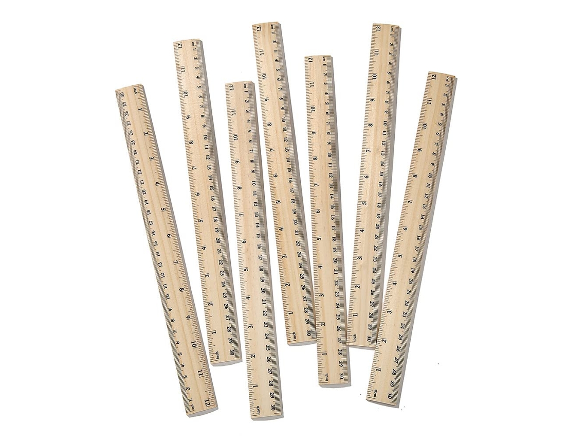 Réguas De Madeira 3x 12 Polegadas, Conjunto De Réguas Madeira Para Medição, Régua De Escritório, 2 Escalas