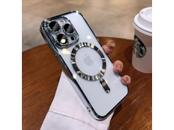 Capa Para Iphone 17 Air Prateada Magnética Com Revestimento Eletrolítico E Protetor De Lente Transparente