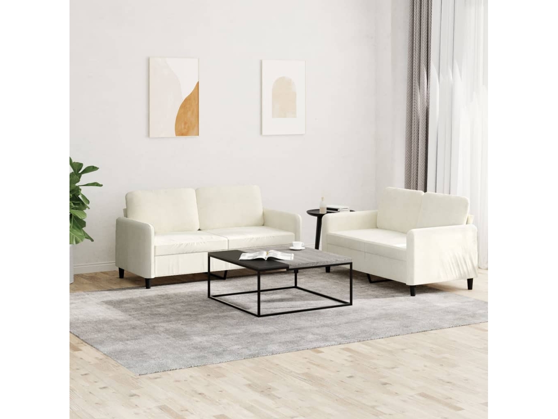 Vidaxl 2 Pcs Conjunto De Sofás Veludo Cor Creme