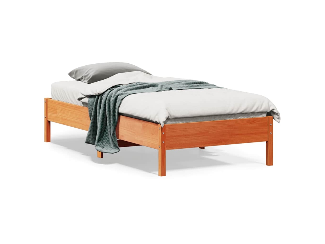 Vidaxl Cama Sem Colchão 75x190 Cm Madeira De Pinho Maciça Castanho-mel