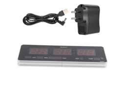 Relógio de parede digital Baok-LED com calendário e temperatura semanal.