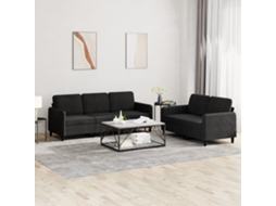 Vidaxl 2 Pcs Conjunto De Sofás Veludo Preto