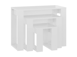 Conjunto de 3 Mesas Embutidas Madeira Processada Branco Brilhante MAISON EXCLUSIVE