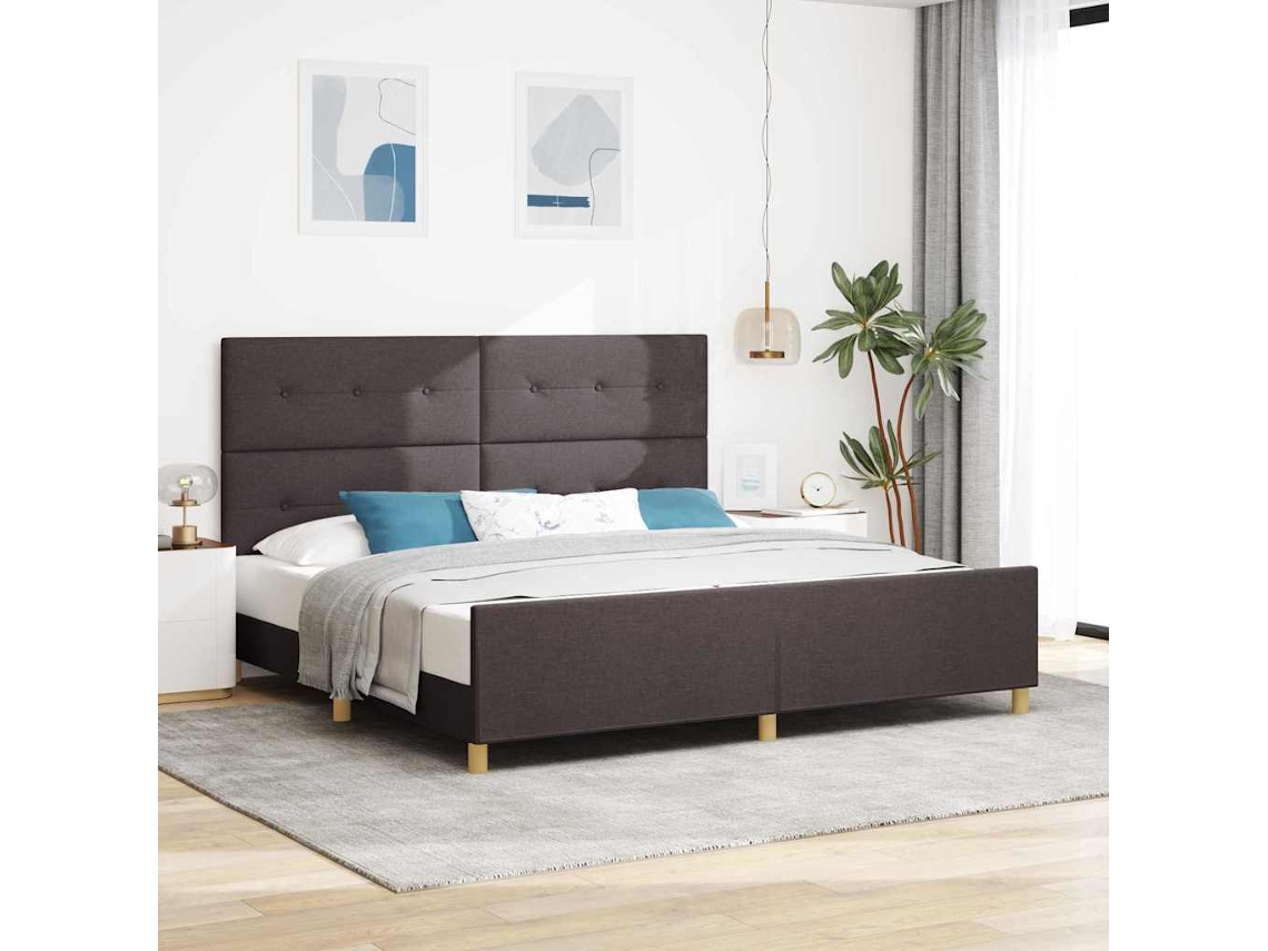 Vidaxl Estrutura Da Cama Castanho Escuro 200 X 200 Cm Tecido