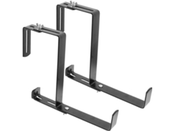2 Suportes Ajustáveis para Plantas, Feitos de Ferro Preto, para Grades de Varanda. Suportes Robustos para Floreiras, CHABERLU