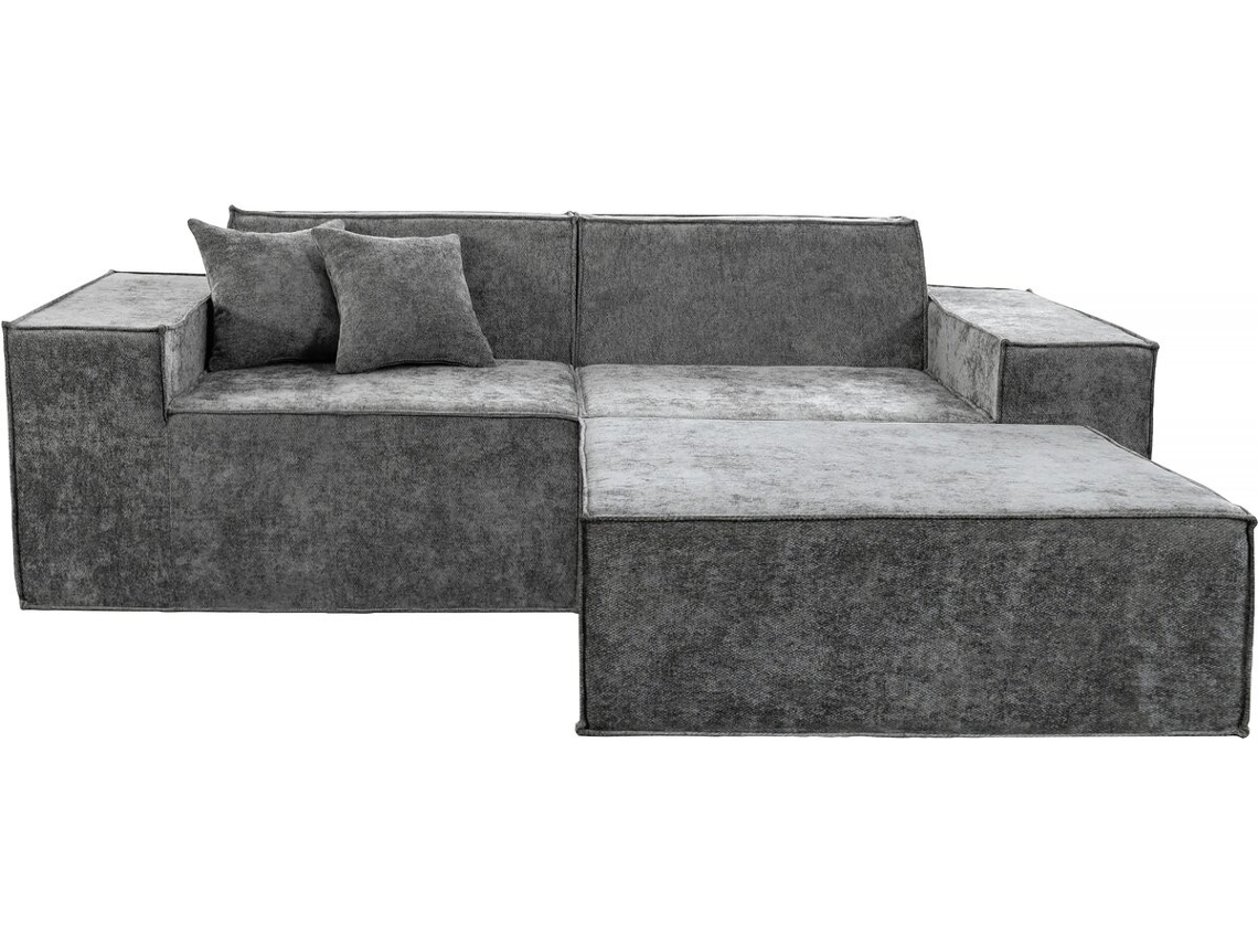Sofá Modular Reto Com Pufe Em Tecido Texturado Lusso 3 Lugares Cinza Habitat Et Jardin