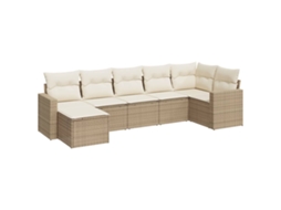 Maison Exclusive - 7 Pcs Conjunto De Sofás P/ Jardim Com Almofadões Vime Pe Bege