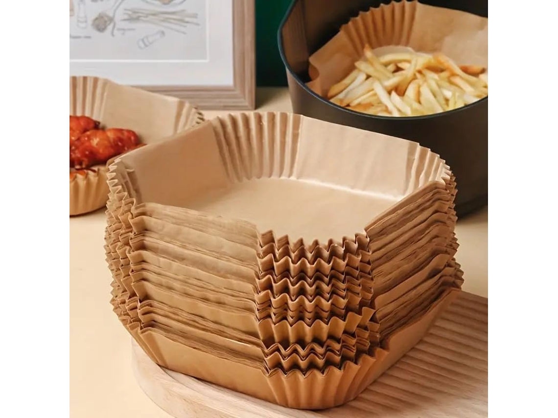 Forros De Papel Para Fritadeira A Ar, 100 Unidades, Descartáveis, Tipo Pergaminho, Antiaderentes E Resistentes Óleo, Fácil Limpeza/quadrados