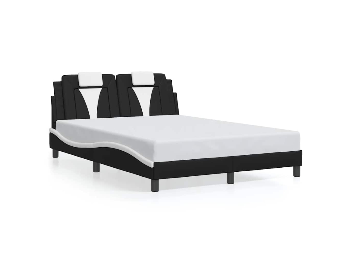 Estrutura de Cama Viana Couro Artificial Preto e Branco Sem Colchão 120x200 cm