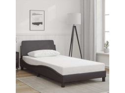 Vidaxl Estrutura De Cama Dover 100x200cm Couro Artificial Cinzento