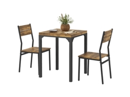 Conjunto 3 Peças Mesa E 2 Cadeiras Jantar, Fabricado Em Mdf E Metal, Mobiliário Compacto Para Casa