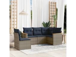 Vidaxl Conjunto De Sofá De Jardim De 5 Peças Com Almofadas Em Rattan Sintético Cinza