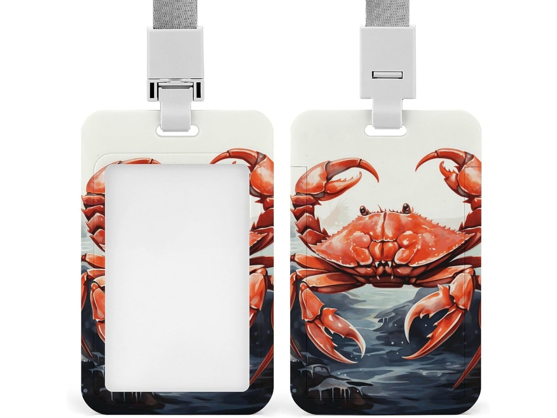 Porta Crachá Red Crab Sea, Porta Crachá Vertical Com Cordão, Capa Plástica Impermeável, Estojo Cartão De Visita