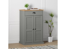 Vidaxl Sapateira Vigo 60x35x96 Cm Madeira De Pinho Maciça Cinzento