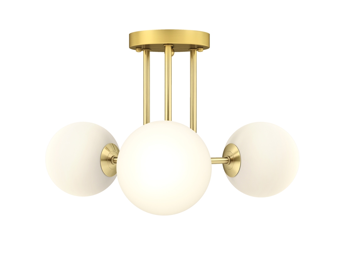 Luminária de Teto Led 25w, Luminária de Teto de 3 Luzes com Soquetes G9, Abajur Globo, 42 X 42 X 26,5 Cm, Dourada Ge