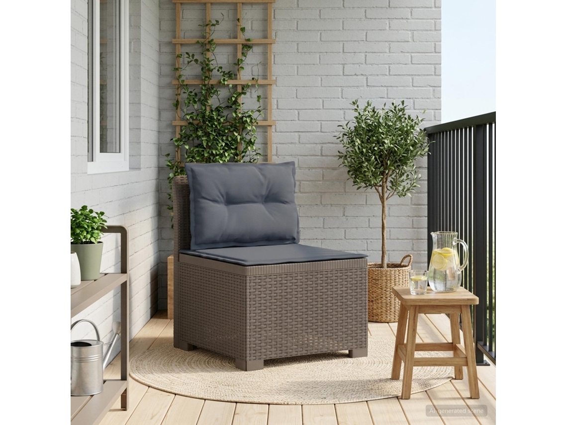 Vidaxl Sofá De Jardim 1 Lugar Com Almofadas Look Rattan Pp