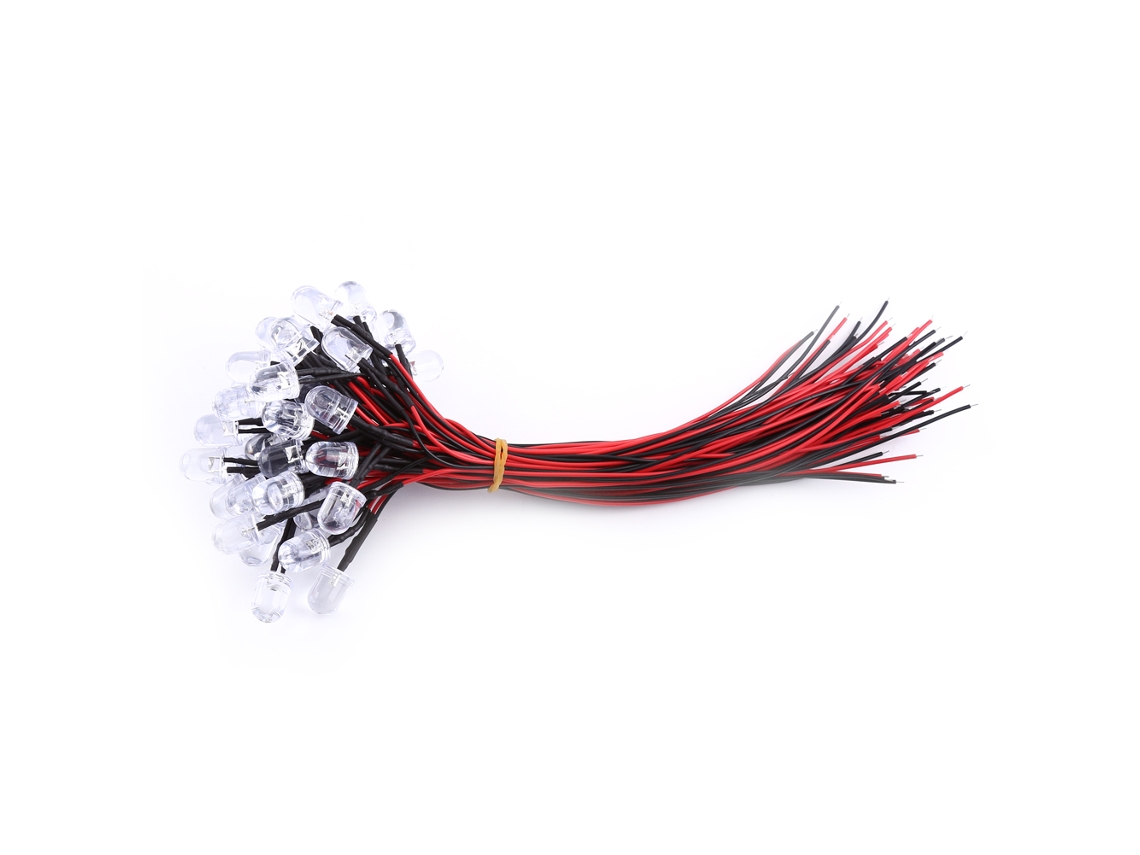 50 Diodos Led Pré cabos Dc 9-12v 3-10mm