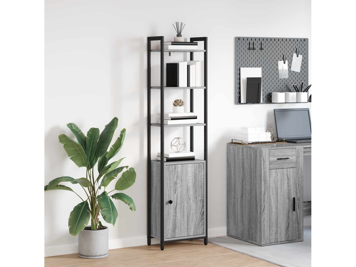 Vidaxl Gabinete De Livros 6 Níveis 40 X 24 X 161 Cm Cinza Sonoma