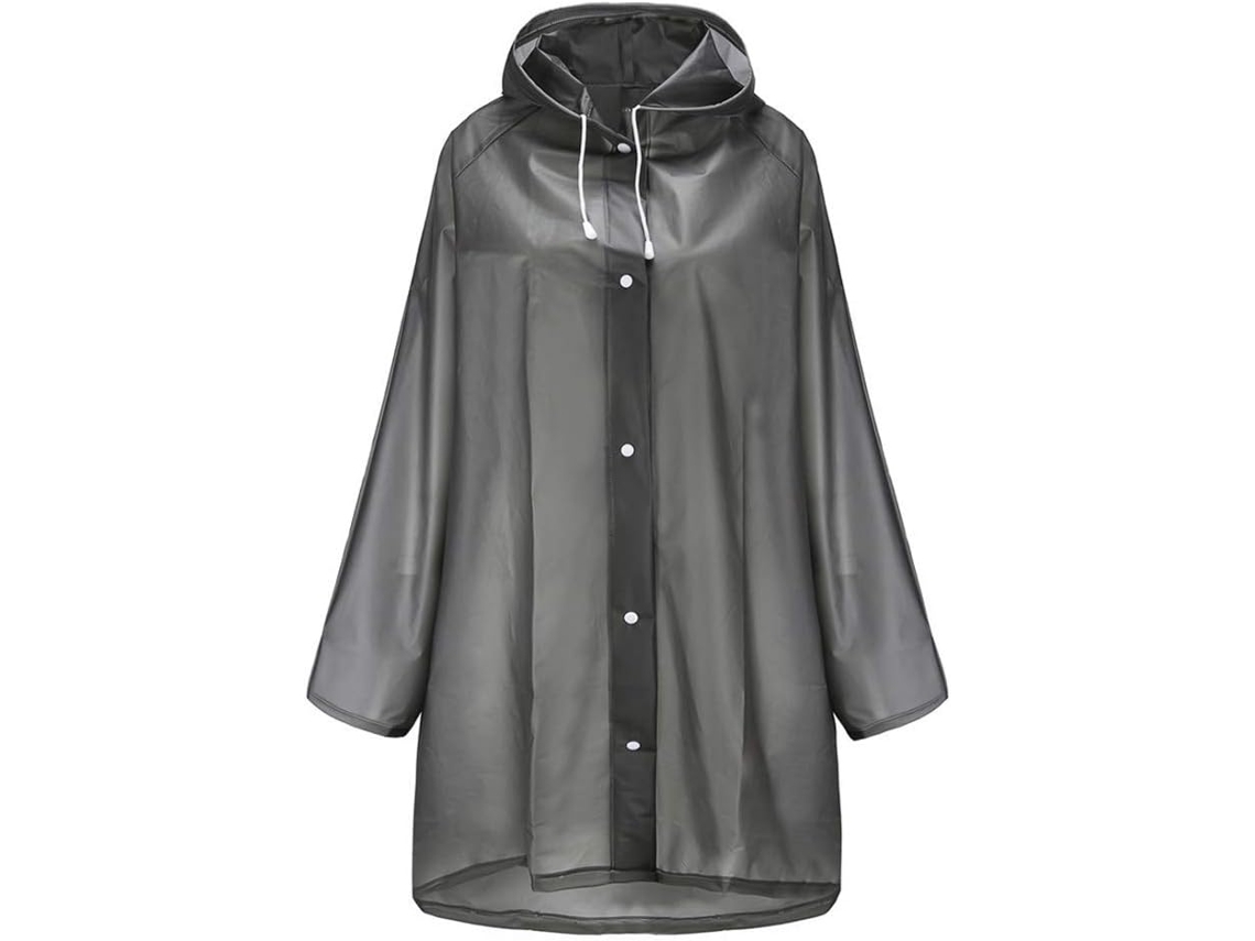 Poncho De Chuva Grosso Em Eva Com Capuz E Mangas Elásticas - Impermeável