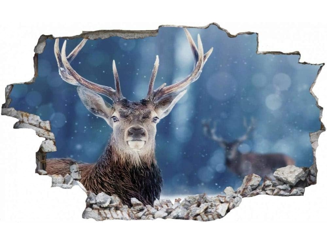 Adesivos Muraux Deer Natureza Neve Inverno Adesivo Mural Para Salão De Beleza Quarto Cozinha Escritório Adulto Criança 80x120cm