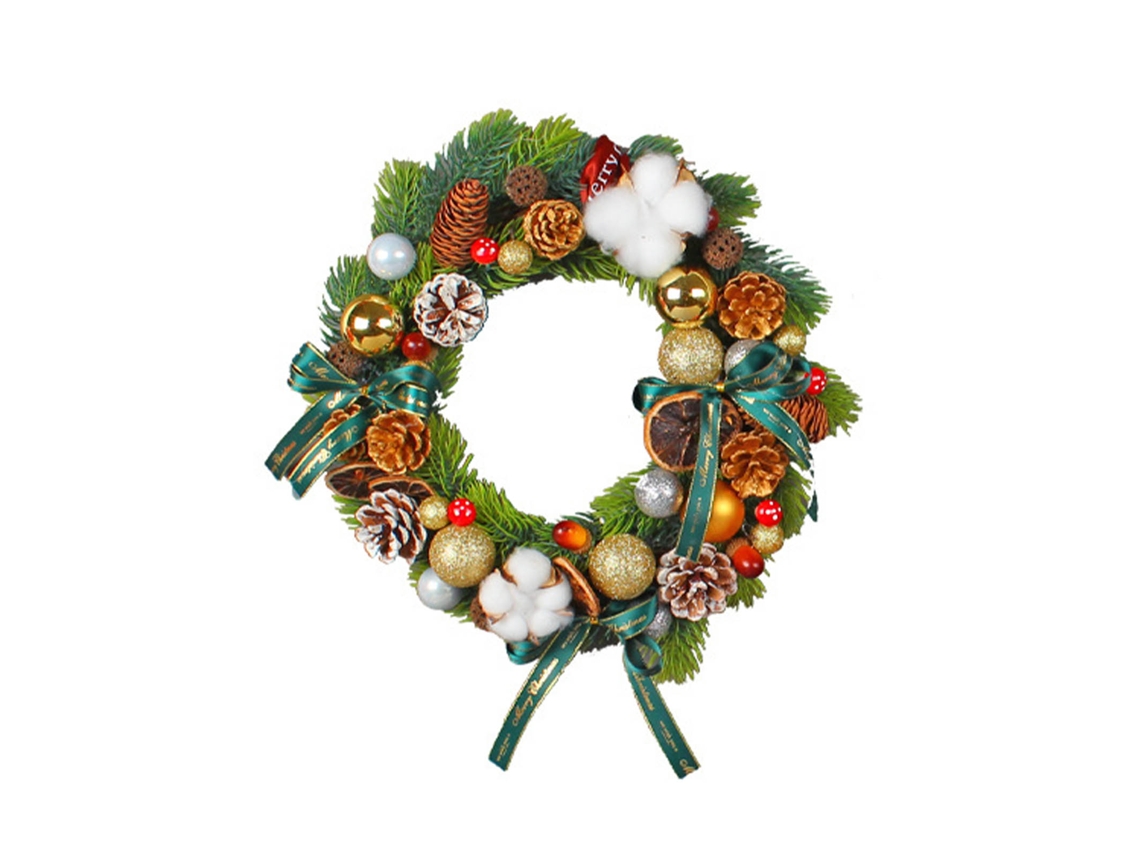 Laxiscreed Bola De Natal De Algodão Com Côco E Pinecones Para Decoração De Porta, 30x30cm