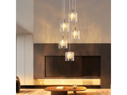 Nettlife Candeeiro Suspenso Moderno De Vidro Cristal G9 Para Sala De Jantar Com Altura Ajustável, 150 Cm, Em Metal E Vidro, Para Uso Diário