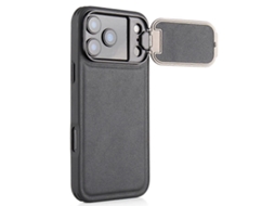 Capa Para Iphone 17 Pro Max Com Suporte Para Lente Quadrada E Padrão De Pele De Cordeiro