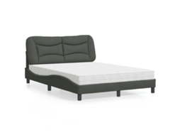 Vidaxl Cama Com Colchão Hvar 120x200 Cm Tecido Cinzento-escuro