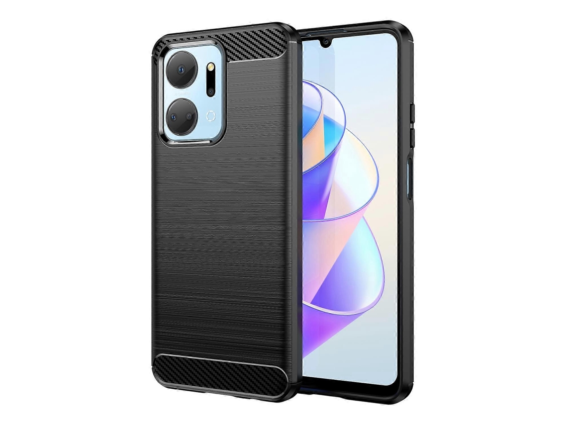 Capa Para Celular For Honor Play 40 Plus Em Tpu Com Textura Escovada De Fibra De Carbono.