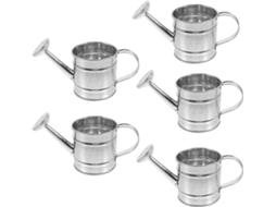 Inoomp Kit de 5 Regadores Miniatura em Ferro Galvanizado Prateado para Miniaturas de Jardins e Artesanato, Feitos de CHABERLU