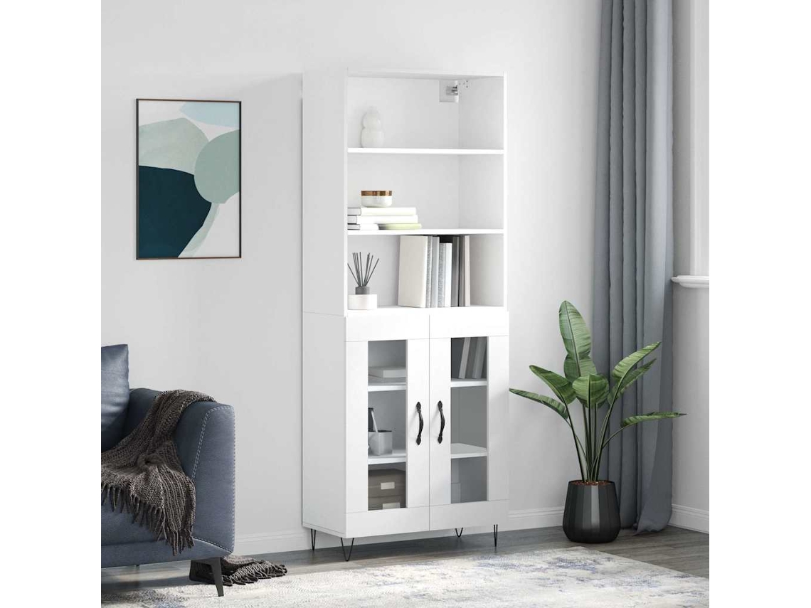 Vidaxl Armário Alto 69,5x34x180 Cm Derivados De Madeira Branco