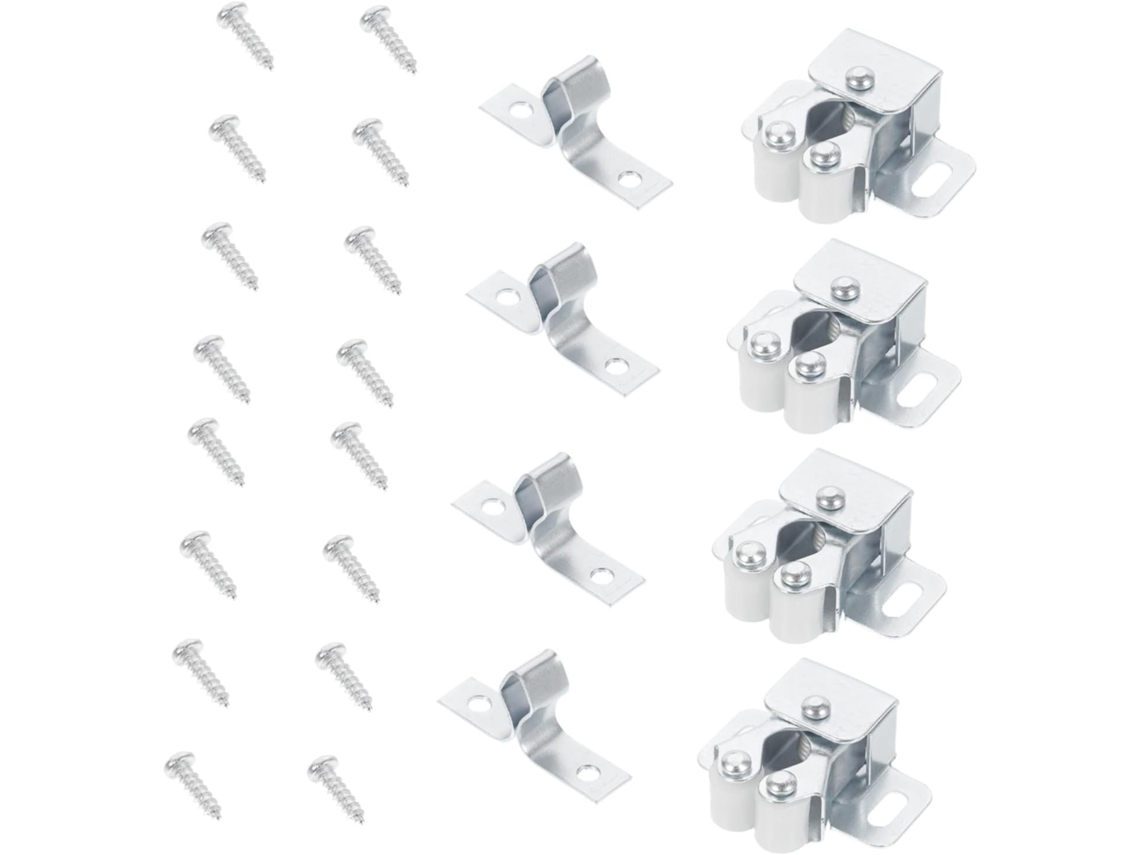 Conjunto De 35 Peças Fechos Pressão Portas Armário Yardenfun Com Mecanismo Mola Dupla E Roletes, Em Aço Laminado A