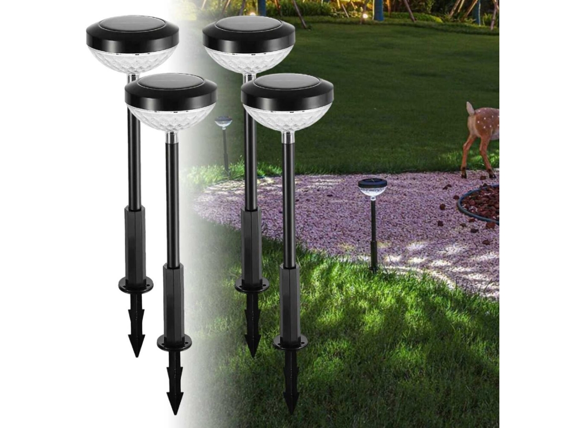 Kit com 4 Luminárias Solares AQUAFORGE de Solo para Jardim com Iluminação Led