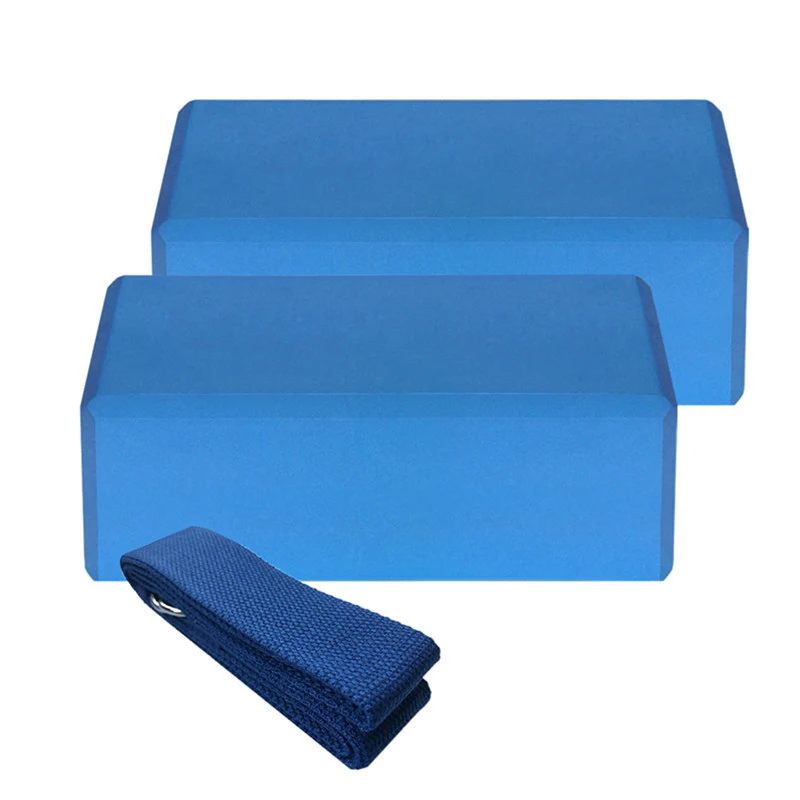 Conjunto Azul) Bloco Estabilizador De Alça De Yoga Em Eva E Algodão